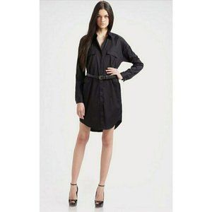 Theory Black Stretch Cotton Shirtdress